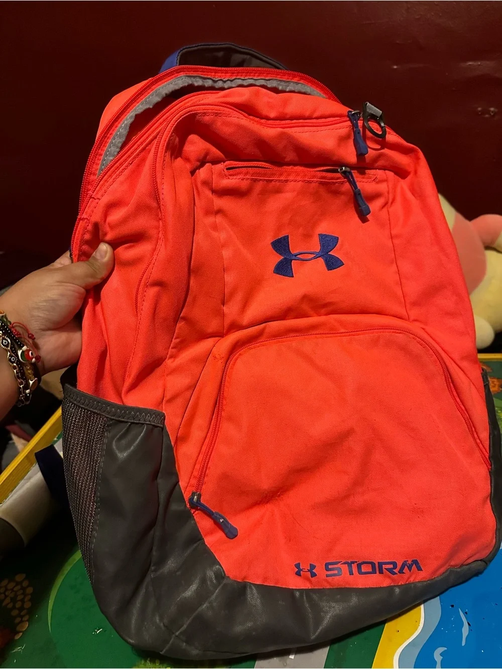 Under Armour Men’s Bright Coral Backpack with Navy Accents